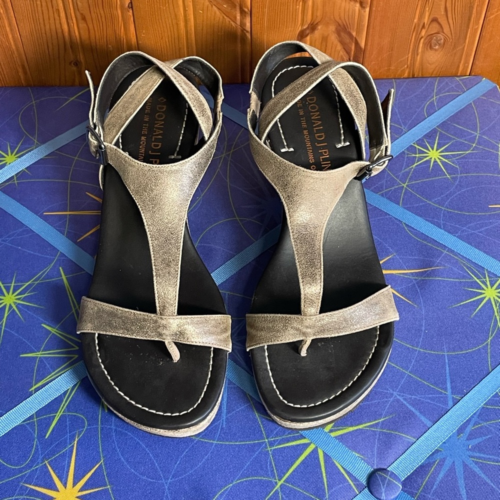 Donald J. Pliner Metallic Bronze T-Strap Sandals